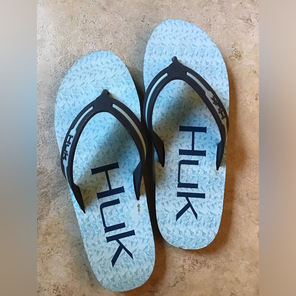 HUK Flipster Flip Flops Blue Men's Size 11